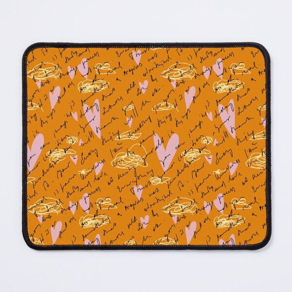 Item preview, Scribble pink heart hand written orange pattern designed and sold by Yana Mustafina | Boho Soulful Designs.