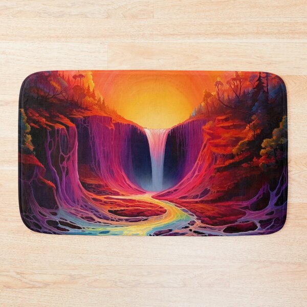 Item preview, Rainbow Waterfall in the beautiful woods at sunset designed and sold by Art by Lilia.