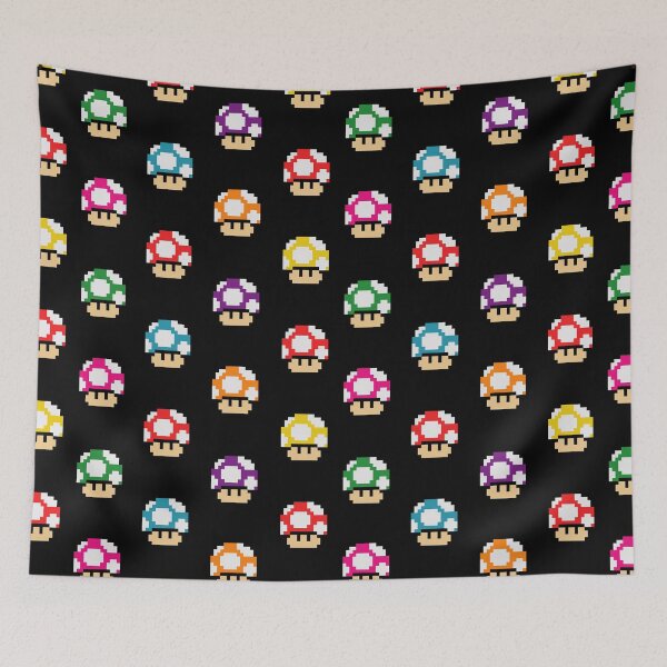 Item preview, Pixel Retro Mushrooms Pattern designed and sold by chicagocat80s.
