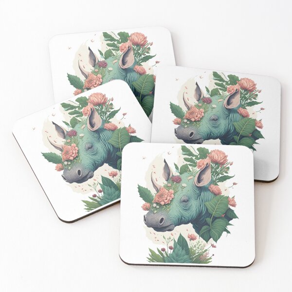 Item preview, Vintage Floral Reverie: Serene Rhino in a Timeless Blossoming Landscape designed and sold by Ceemko's Vintage Corner.