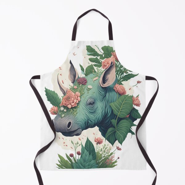 Item preview, Vintage Floral Reverie: Serene Rhino in a Timeless Blossoming Landscape designed and sold by Ceemko's Vintage Corner.