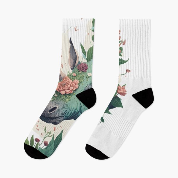 Item preview, Vintage Floral Reverie: Serene Rhino in a Timeless Blossoming Landscape designed and sold by Ceemko's Vintage Corner.