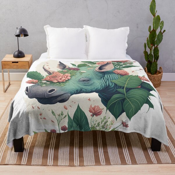 Item preview, Vintage Floral Reverie: Serene Rhino in a Timeless Blossoming Landscape designed and sold by Ceemko's Vintage Corner.