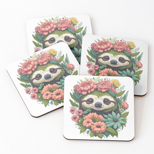 Item preview, Tranquil Vintage Delight: Serene Sloth Amidst a Timeless Blossoming Landscape designed and sold by Ceemko's Vintage Corner.