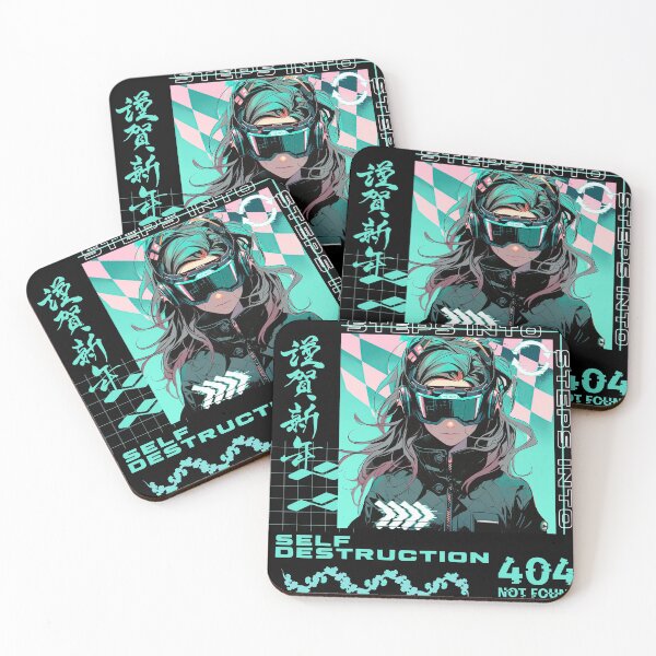 Item preview, selft destruction green cyberpnuk future anime girl designed and sold by karpuz-design.