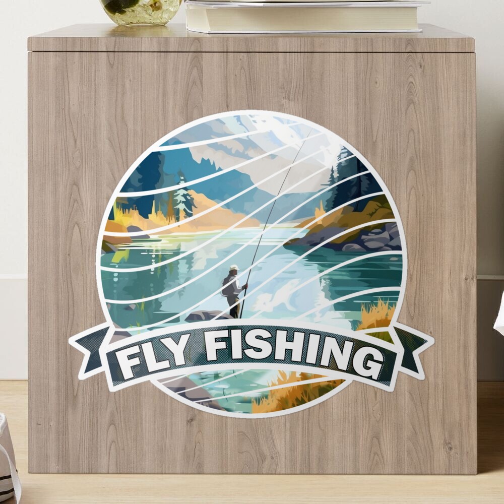 Trout Fly Fishing in the River - Retro Fly Fishing Art Sticker for Sale by  Cedinho