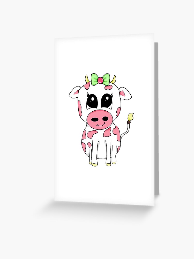 Strawberry Cow kawaii | Greeting Card