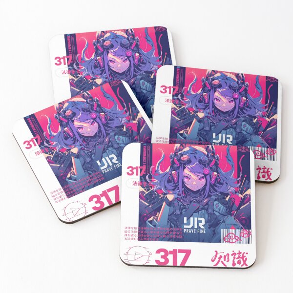 Item preview, purple red cyberpunk anime girl designed and sold by karpuz-design.