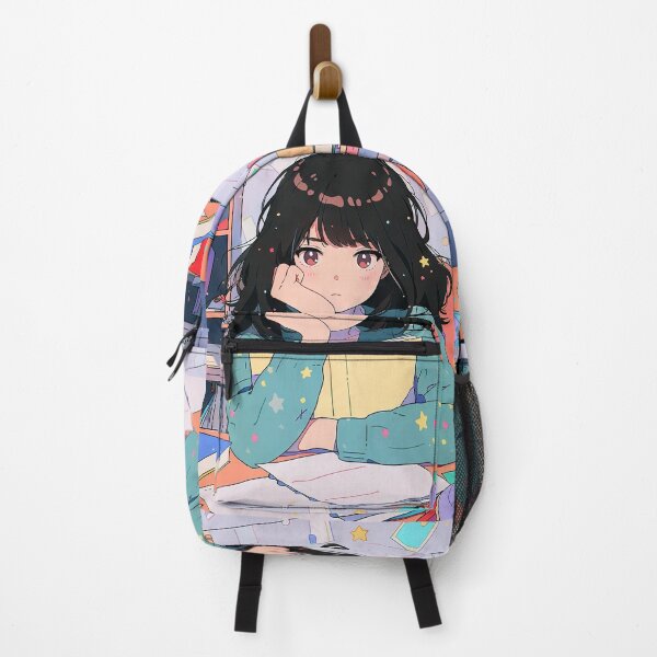 Item preview, Cute 90s anime girl studying in a messy room - sad face designed and sold by MagicStrawberry.