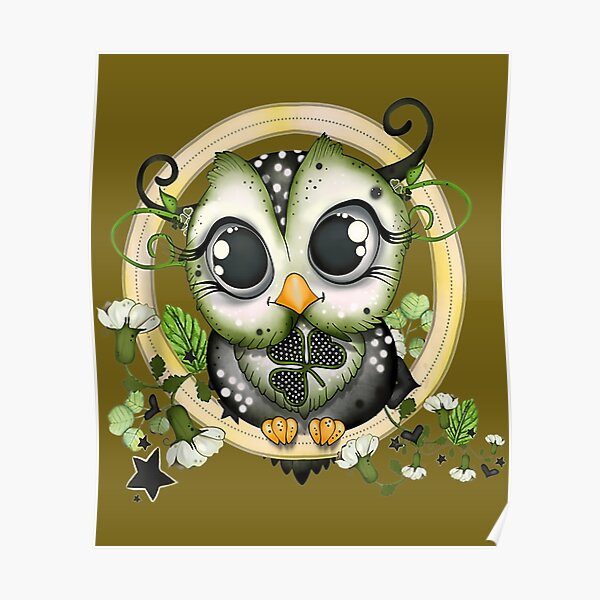 Elegant Owl for Saint Patrick's Day Poster by LV-creator