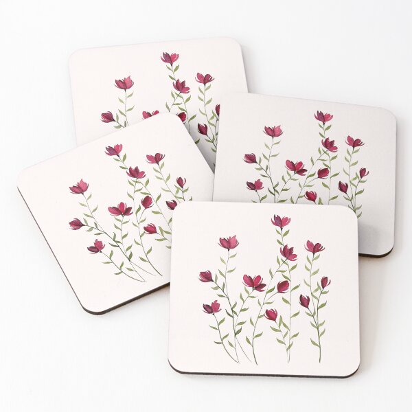 Item preview, Red Two-toned Floral Design with a light pink background designed and sold by AquarelleSurbhi.