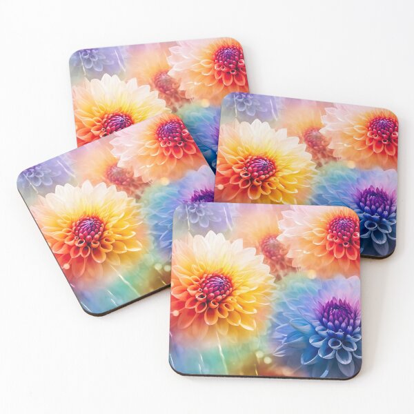 Item preview, Rain falling on these rainbow Dahlias designed and sold by timberwolf250.