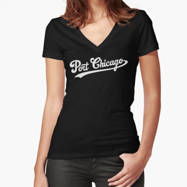 Port Chicago (White) Fitted V-Neck T-Shirt