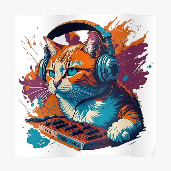 Turn Up the Mew-sic DJ Cat | Sticker