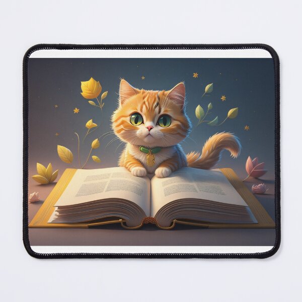 Item preview, red cat reading a book designed and sold by Meta-Shoppy.