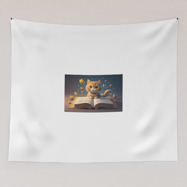 Item preview, red cat reading a book designed and sold by Meta-Shoppy.