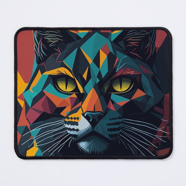 Item preview, Geometric Splendor: Colorful Abstract Serious Cat Unleashed designed and sold by The Flophie Shop.