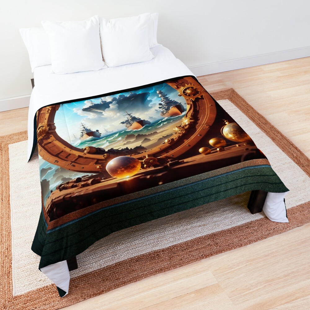 Visions Of Battles Long Past Sci-Fantasy AI Concept Art by Xzendor7 Decorative Comforter