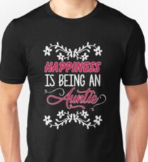 Happiness Is Being An Auntie T-Shirt. Gift From Niece/Nephew Slim Fit T-Shirt