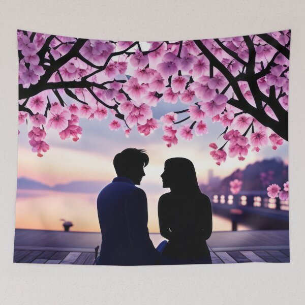 Item preview, Couple in love under cherry blossoms  designed and sold by Reunimage.