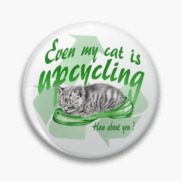 Item preview, Sleeping kitten in old shoe - graphite version, Upcycling text in English colorized green designed and sold by SylvieG18.
