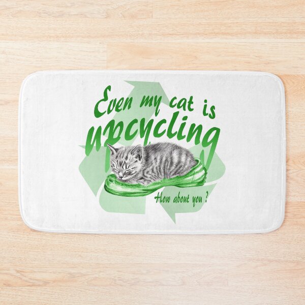 Item preview, Sleeping kitten in old shoe - graphite version, Upcycling text in English colorized green designed and sold by SylvieG18.