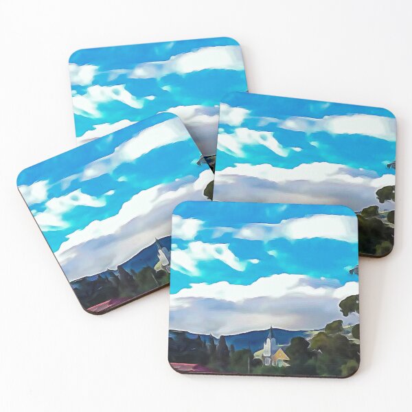 Item preview, Oil Painting of a tranquil small village scene with clouds designed and sold by Reubens-Art.