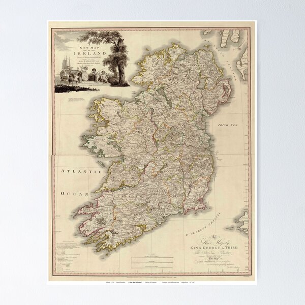 Item preview, Vintage map of Ireland designed and sold by bumblethebee.