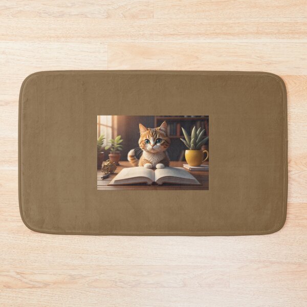 Item preview, chibi tabby cat in a library reading a book designed and sold by Meta-Shoppy.