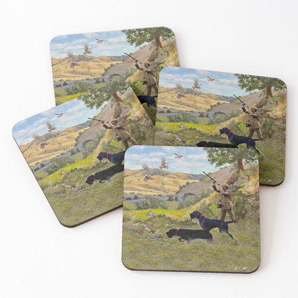 Item preview, Hunting Chukar partridge with German Wirehaired Pointers designed and sold by TammyHunterArt.