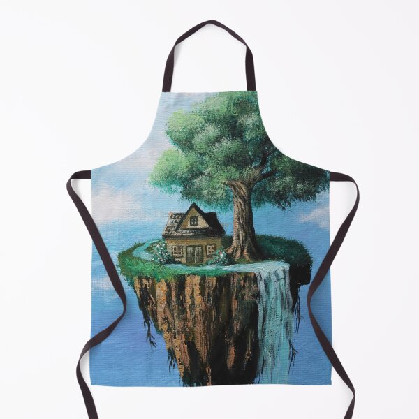 Item preview, Magical Fairytale House Waterfall Old Oak Tree Fantasy Floating Island designed and sold by LEILA ART SPACE.