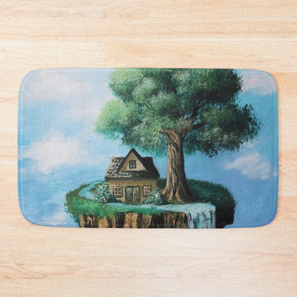 Item preview, Magical Fairytale House Waterfall Old Oak Tree Fantasy Floating Island  designed and sold by LEILA ART SPACE.