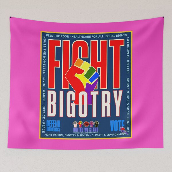 Item preview, PMD00930 Progressive Movement Designs patriotic LGBTQ fight bigotry design shows you support democracy progressive goals for Progressives Democrats Independents Liberals designed and sold by ProgressiveLeft.