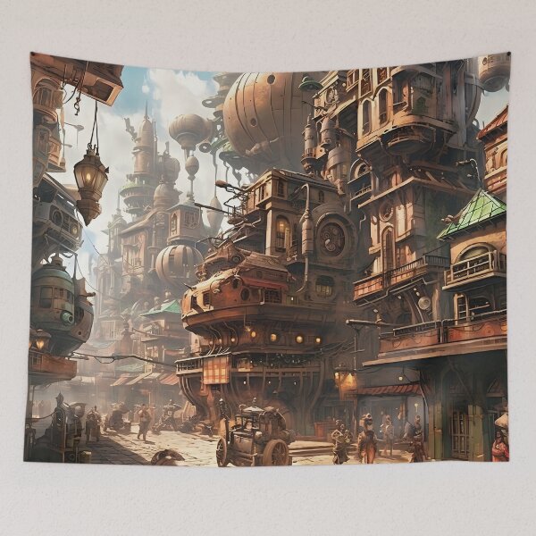 Item preview, Steampunk Metropolis: A Fantastic Illustration of Gears, Airships and Automatons designed and sold by InsaneLEDP.