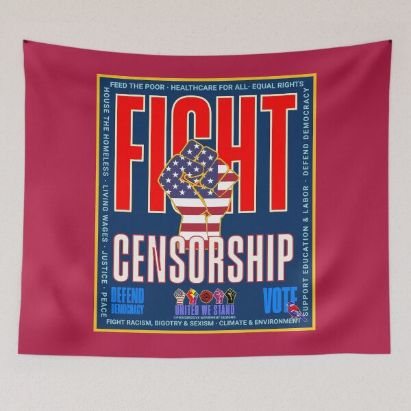 Item preview, PMD00933 Progressive Movement Designs patriotic American fight censorship design shows you support democracy progressive goals for Progressives Democrats Independents Liberals designed and sold by ProgressiveLeft.