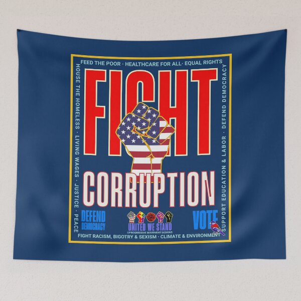 Item preview, PMD00934 Progressive Movement Designs patriotic American fight corruption design shows you support democracy progressive goals for Progressives Democrats Independents Liberals designed and sold by ProgressiveLeft.