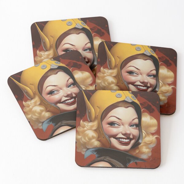 Item preview, Sci-Fi, pin up, retro futuristic beautiful astronaut smiling girl designed and sold by GueloStudio.