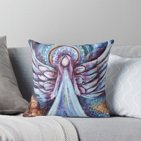Angel Cool Blue Light Throw Pillow