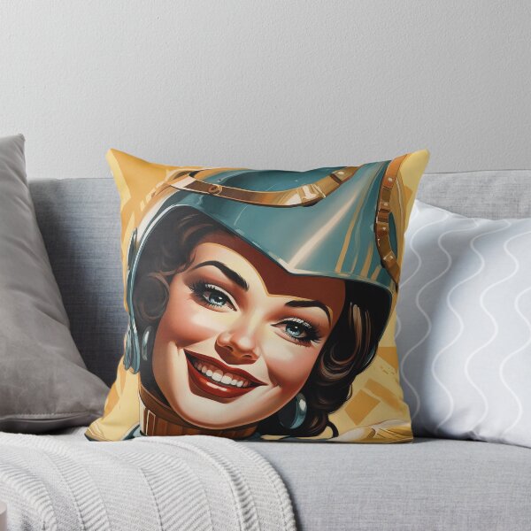 Item preview, Sci-Fi, pin up, retro futuristic beautiful astronaut smiling girl designed and sold by GueloStudio.