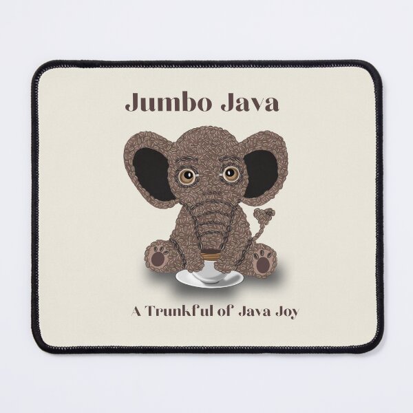 Item preview, Coffee Lovers-Jumbo Java- A Trunkful of Java Joy-Coffee gifts- Coffee Art -Cute Elephant-Coffee Bean Art designed and sold by artcolory.