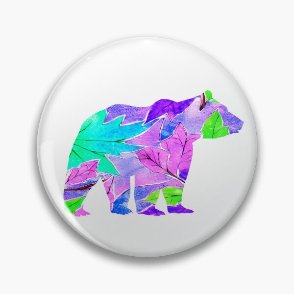 Artikelvorschau, Hübsche Blätter Wild Bear Bild in Aquarell V2 entworfen und verkauft von WallabyJelly.