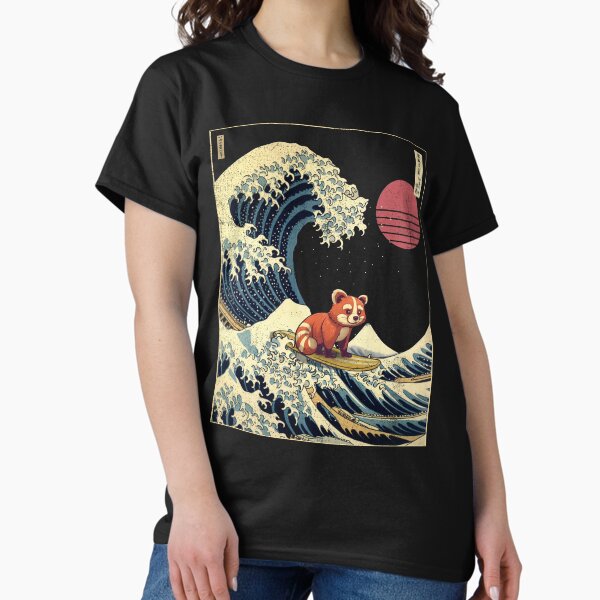 Item preview, Red Panda Kanagawa Japanese Surfing Wave designed and sold by rafaeltto.