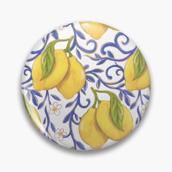 Item preview, Lemon Delight Hand-Painted Mediterranean Tile Style Citrus Pattern designed and sold by Kraina.