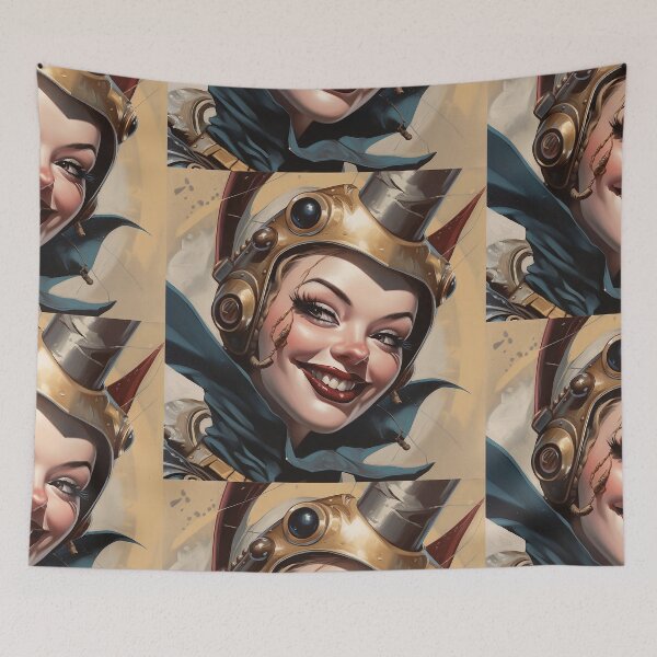 Aperçu de l'œuvre Sourire dans l'espace, science-fiction, art rétro, pop art, pin-up créée et vendue par GueloStudio.