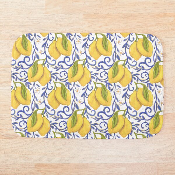 Item preview, Lemon Delight Hand-Painted Mediterranean Tile Style Citrus Pattern designed and sold by Kraina.