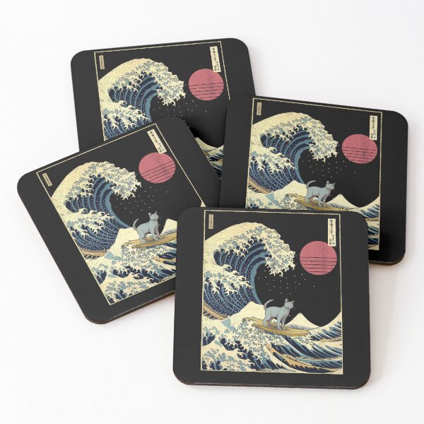 Item preview, Russian Blue Cat Kanagawa Japanese Surfing Wave designed and sold by rafaeltto.