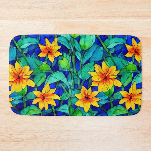 Item preview, Lush Tropical plants and flowers in watercolour at night designed and sold by WallabyJelly.