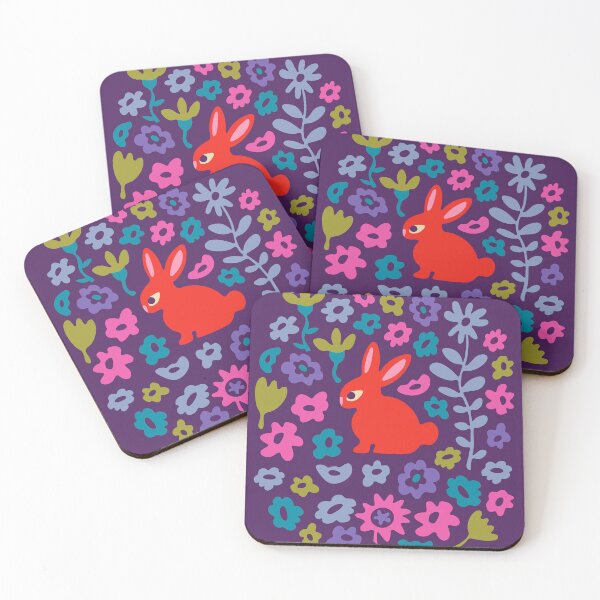 Item preview, BUNNY RABBIT Cute Baby Animal with Flowers in Bright Red - Kids Easter Spring and 2023 Year of the Rabbit - UnBlink Studio by Jackie Tahara designed and sold by Jackie Tahara of UnBlink Studio.