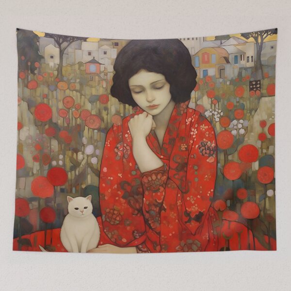 Item preview, cat renaissance painting, klimt-inspried designed and sold by Si Ying.