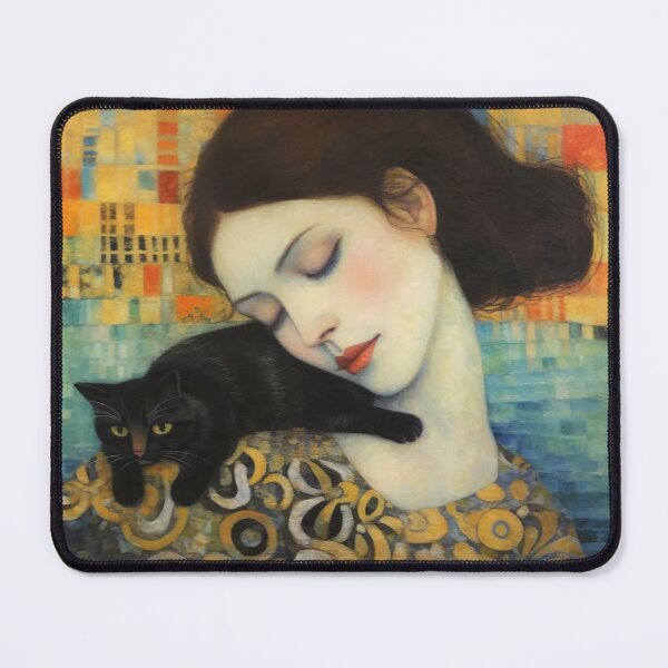 Item preview, black cat renaissance painting, klimt-inspired designed and sold by Si Ying.